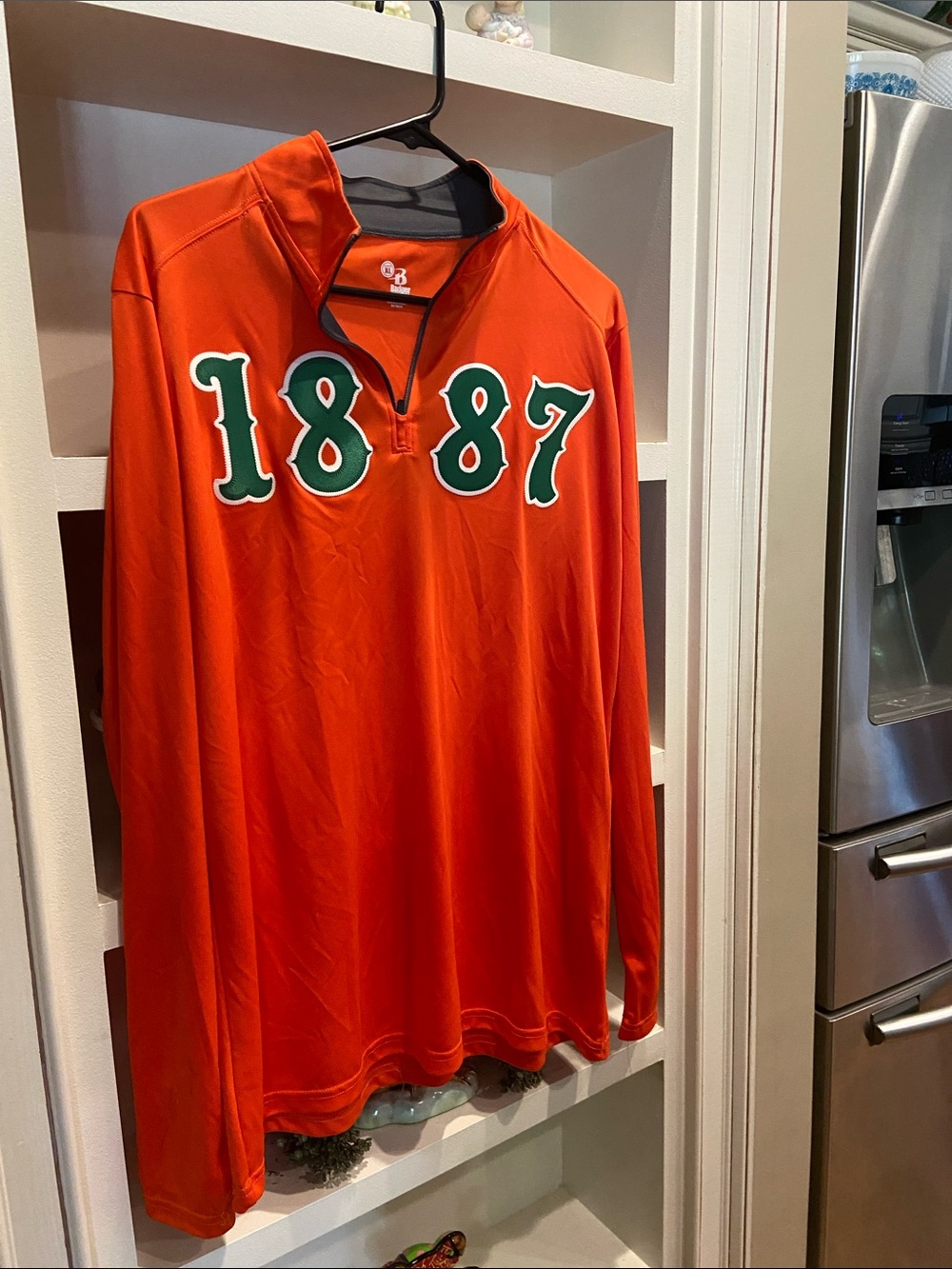 Ladies Orange 1/4 Zip Pullover with '1887' Chest Applique FAMU Florida A&M